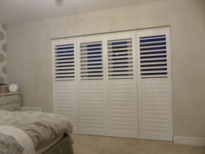 White Plantation Shutter Doors With Top Set Of Louvres Open